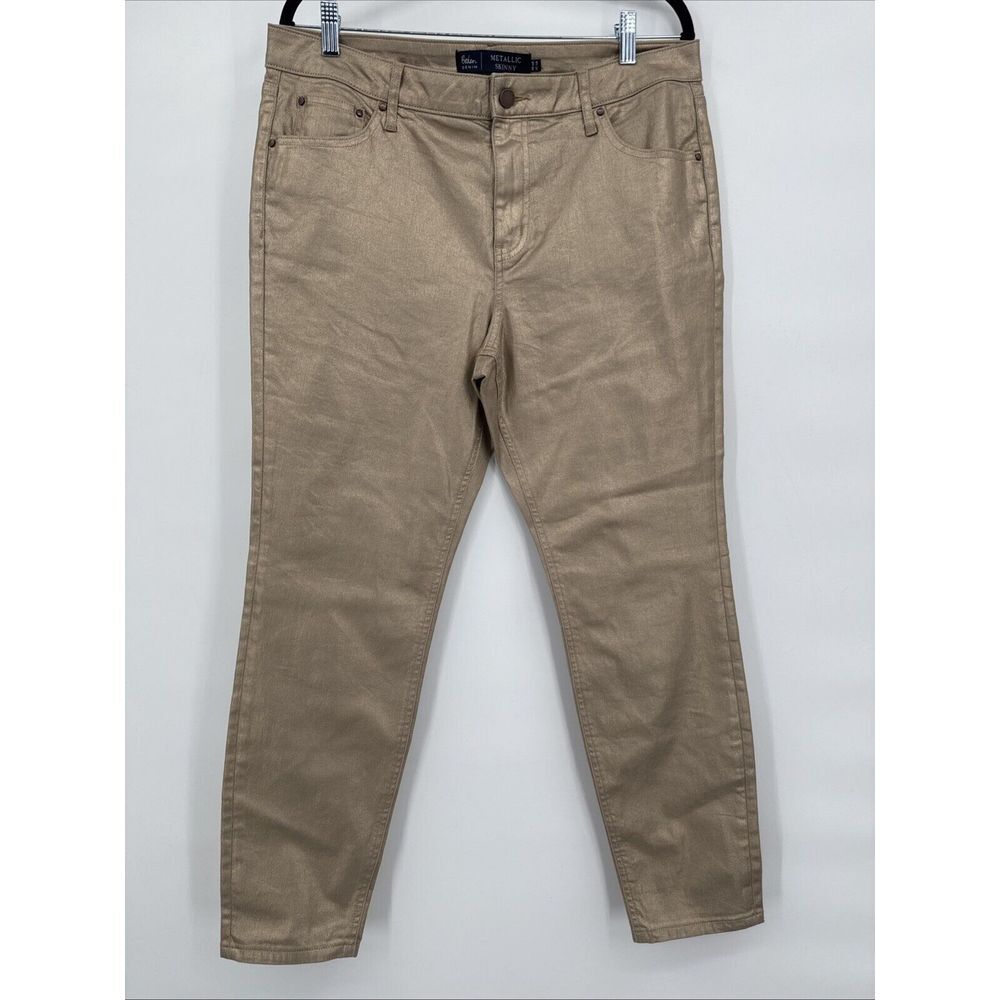 Boden Denim Women's Size 12R Stretchy Metallic Gold High Rise Pants EUC
